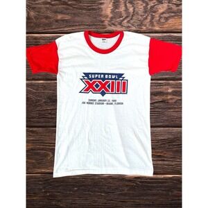 Vintage 1988 Super Bowl XXIII 49ers Ringer Trench XL Shirt Single Stitch NEW